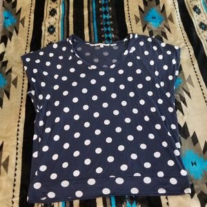 Gap Blue and White Polka Dot Blouse